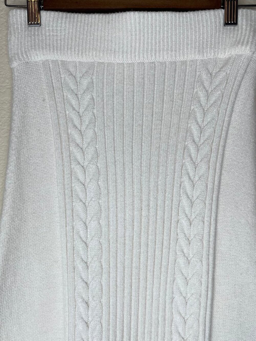 CYRUS Coquette Cable Knit Maxi Skirt Cream Ivory Ribbed Winter Cottagecore XS - Picture 5 of 16
